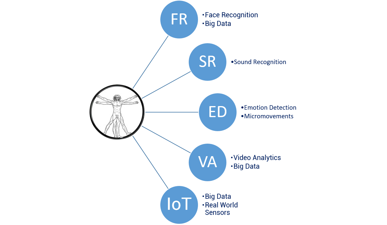 Diagram mapping five capability areas around a central figure